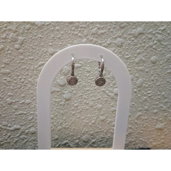 Cubic Zirconia Small Loop Round Silver Earring For Pierced Ears - Picture 3 of 6